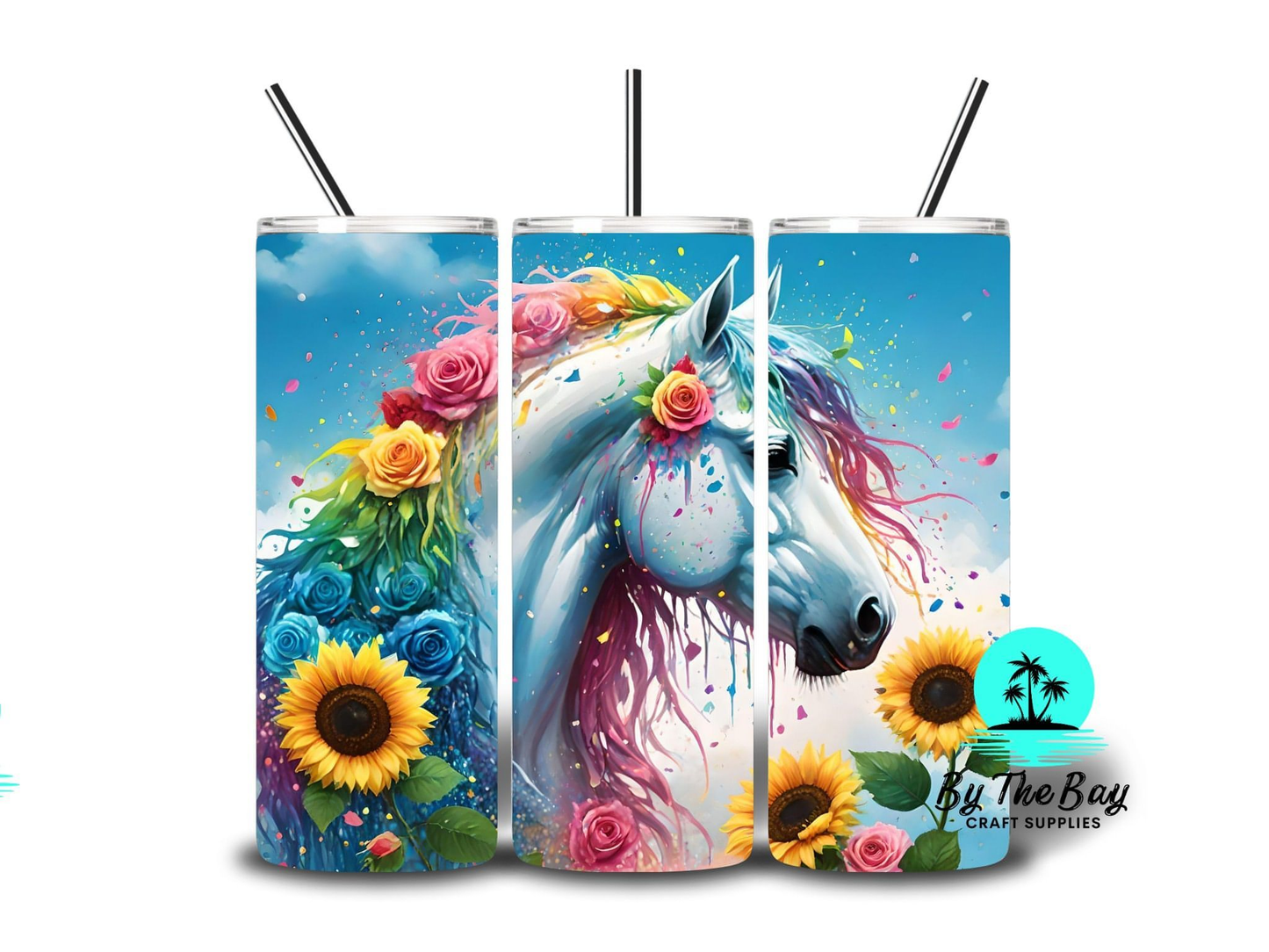 Rainbow Unicorn sunflowers & roses 20oz SUB Print