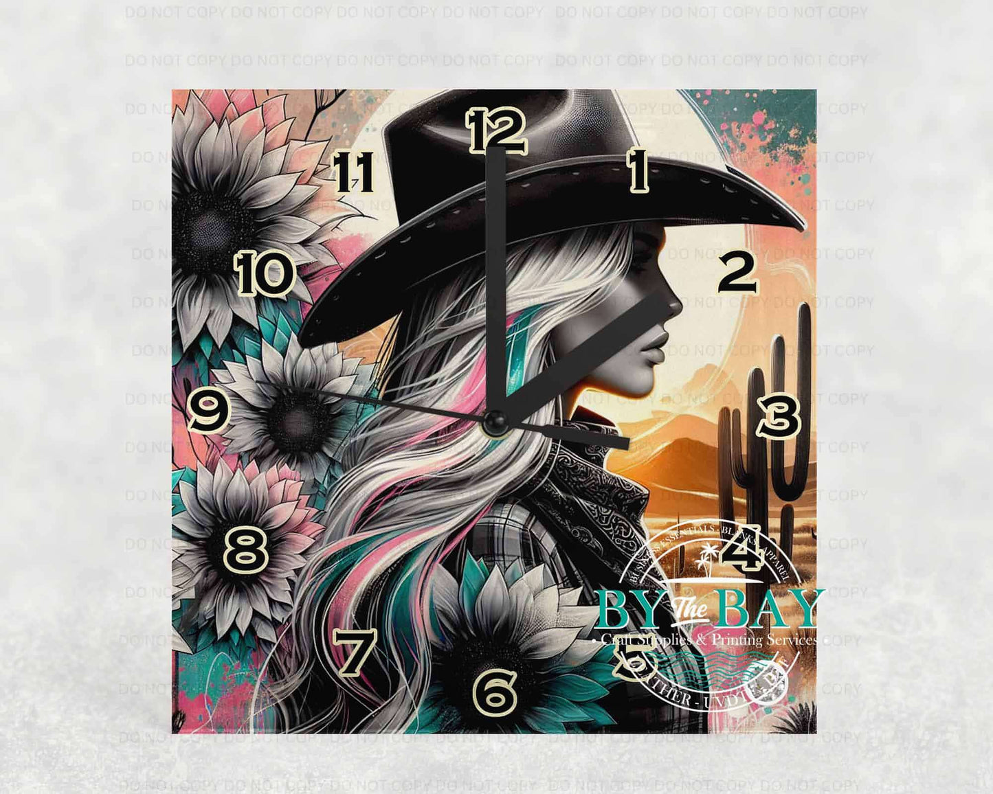 Cowgirl Square Clock