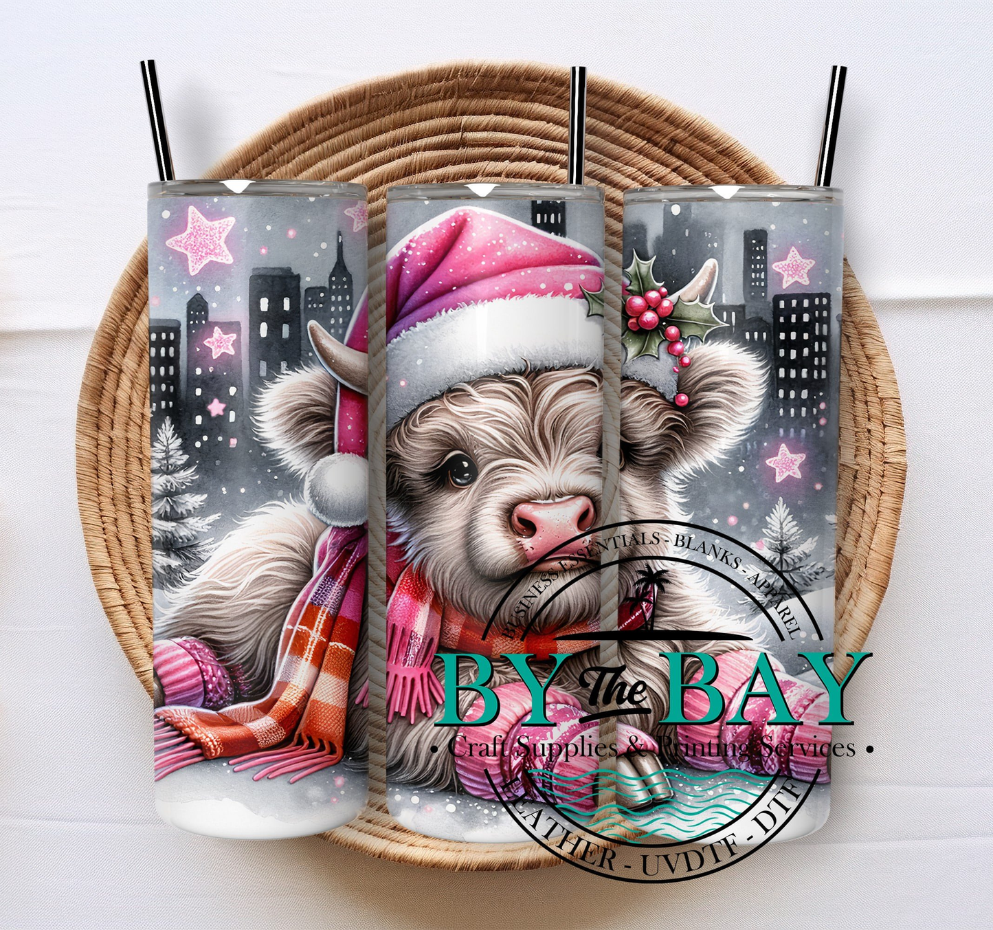 Cute Highland Cow Pink 20oz SUB Tumbler Print