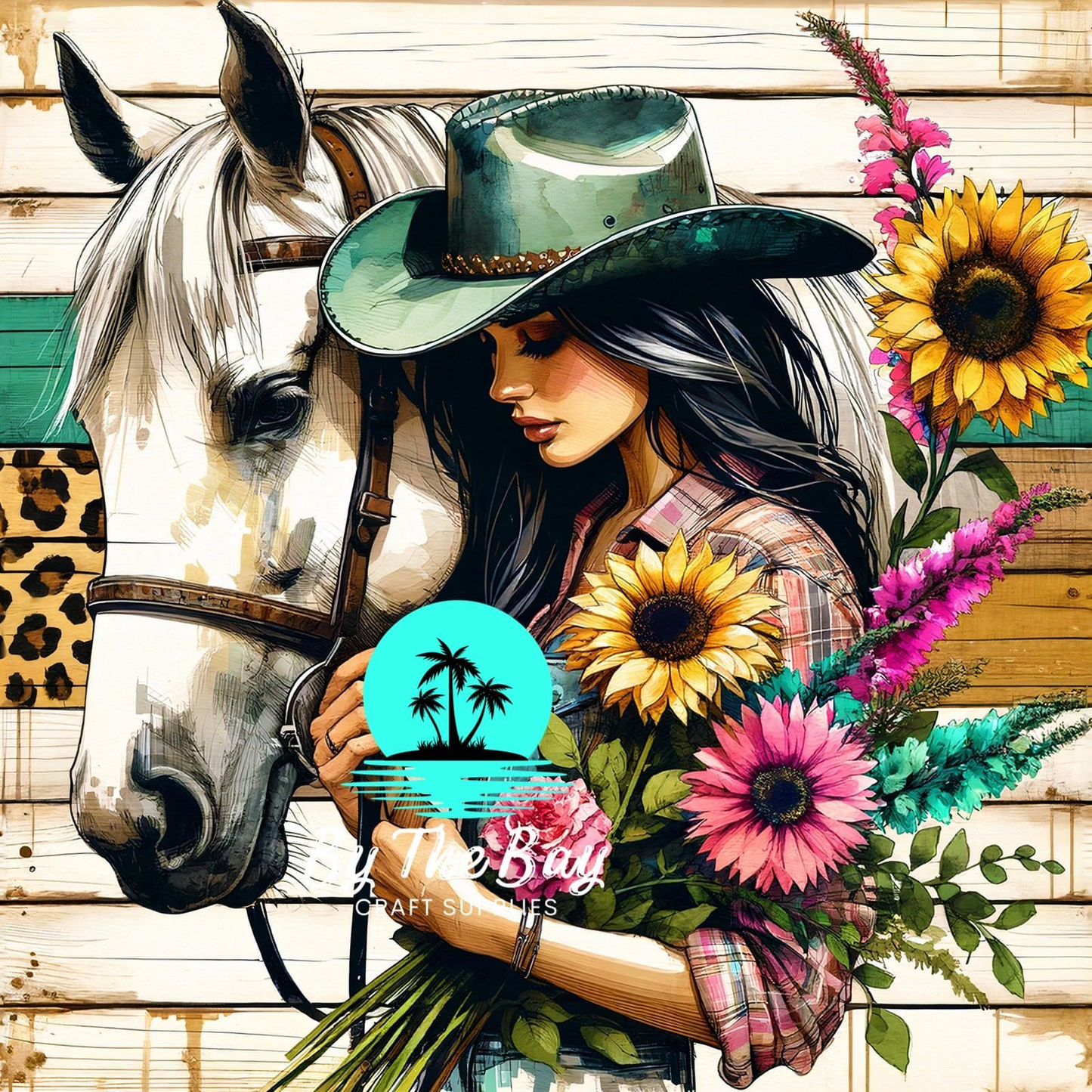 Cow girl & white horse SUB PRINT