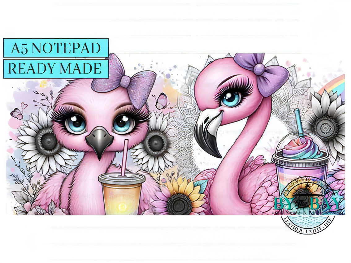 Flamingos - Ready made notepad Cover (Notepad & Pocket options available)