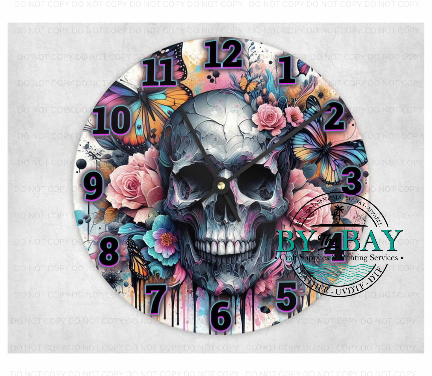 Floral Skull Clock