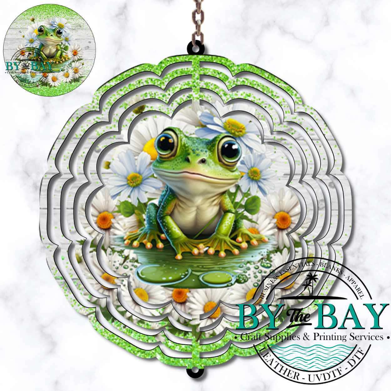 Frog & Daisies Wind Spinner Sublimation Print
