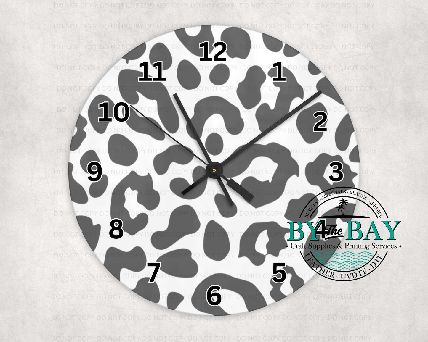 Grey Leopard Print Clock