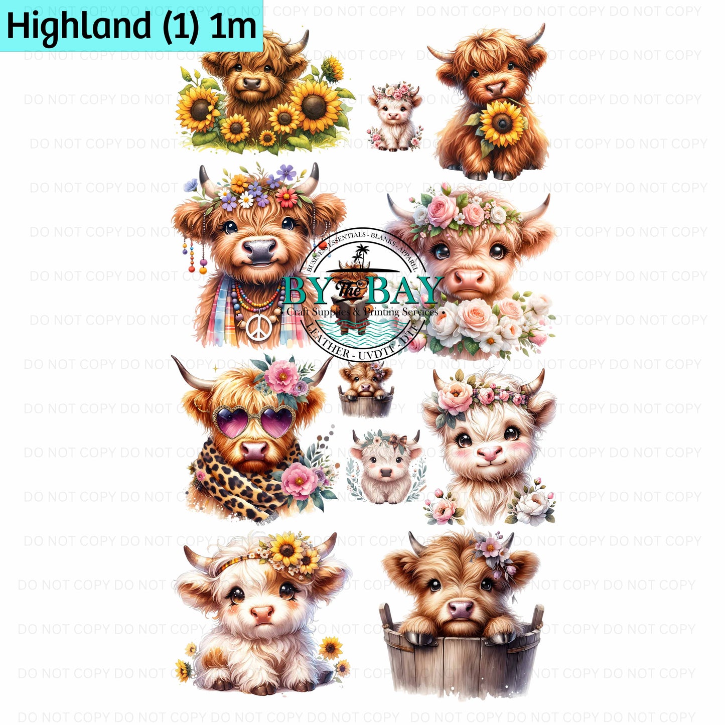 Highland Cow (1) Pre-designed 1m DTF Gang Sheet