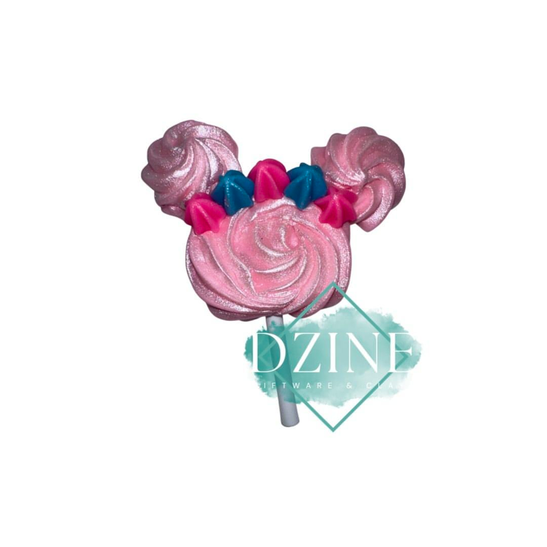 Mouse piped sweet pink on stick (6.5cm)