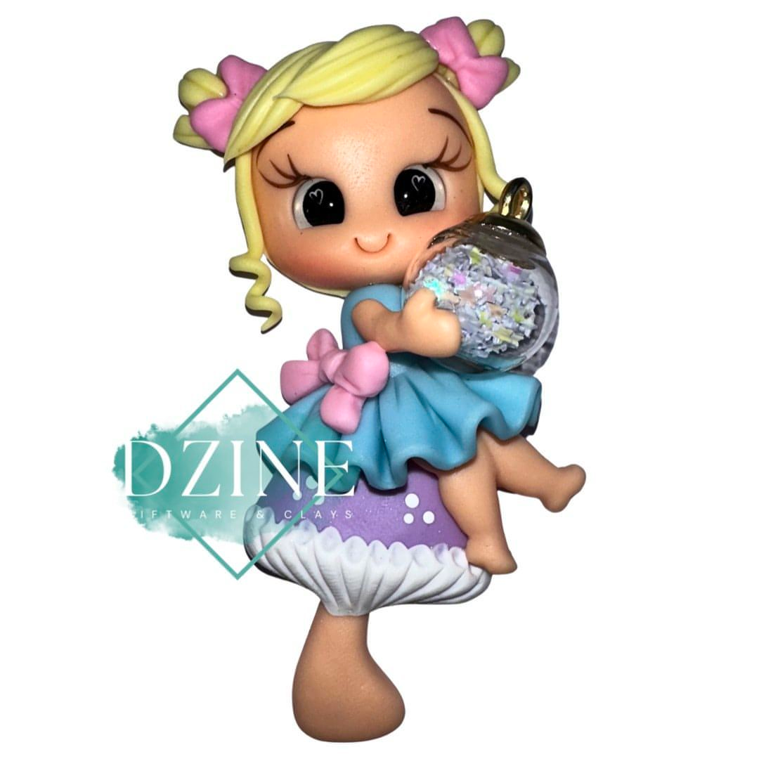 Cute girl on mushroom