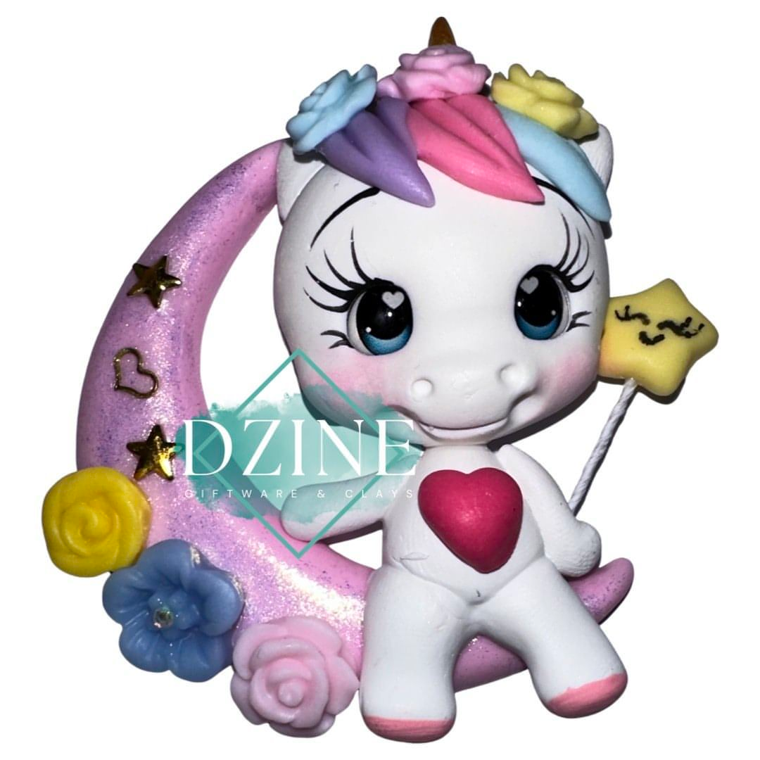 Cute Unicorn on pink moon