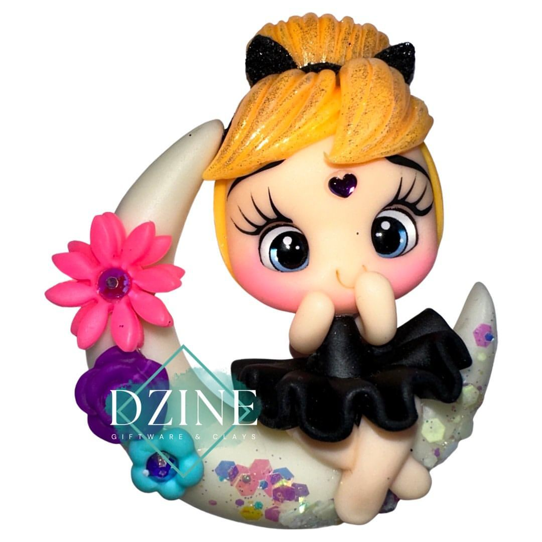 Witch on Moon (glow in dark glitter)