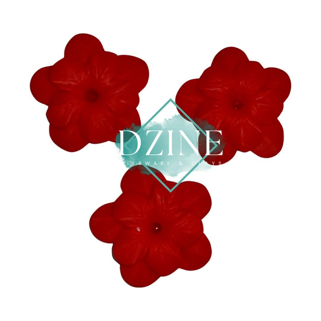 Large Red 2 layered Flower 3pk (3cm)