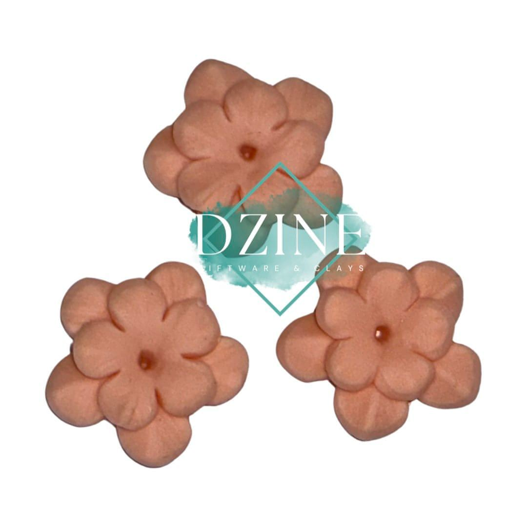 Large Apricot 2 layered Flower 3pk (3cm)