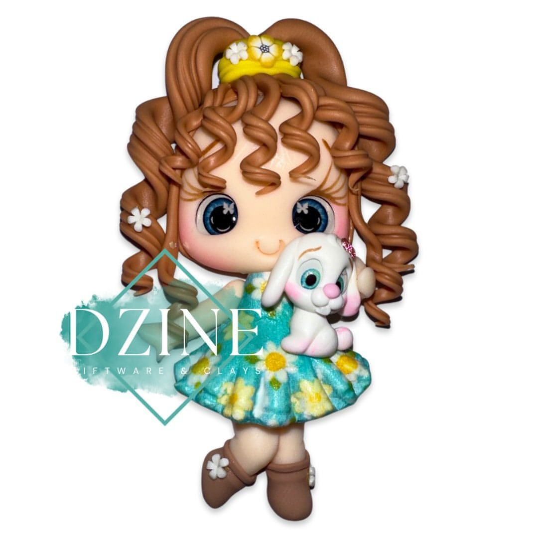 Cute girl with rabbit