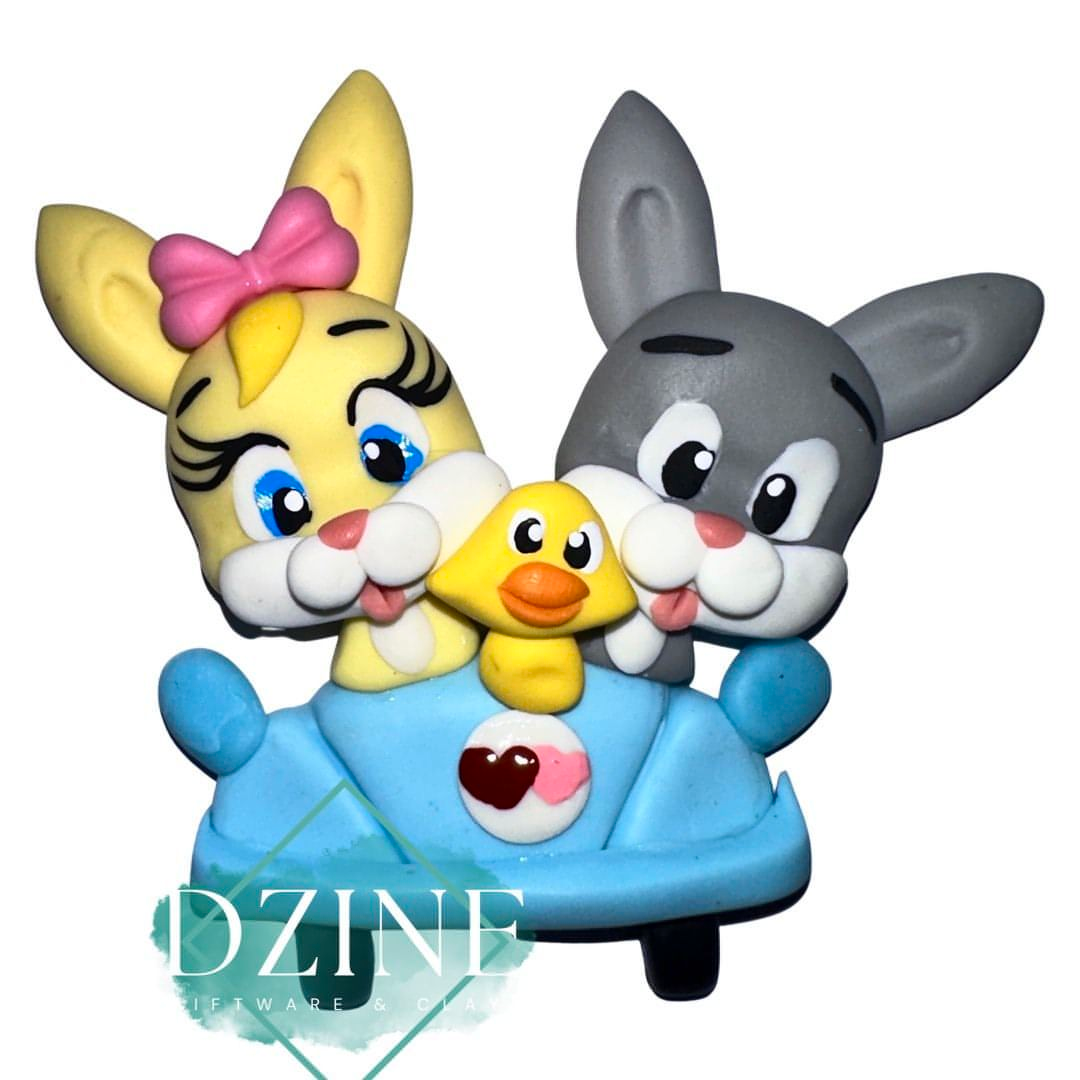 Those crazy bunnies in a car