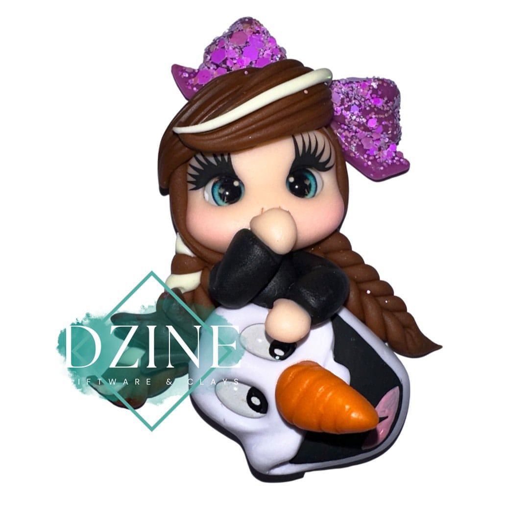 Snow Princess brown hair with snowman