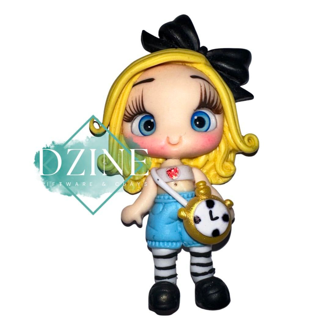 Alice with clock bag