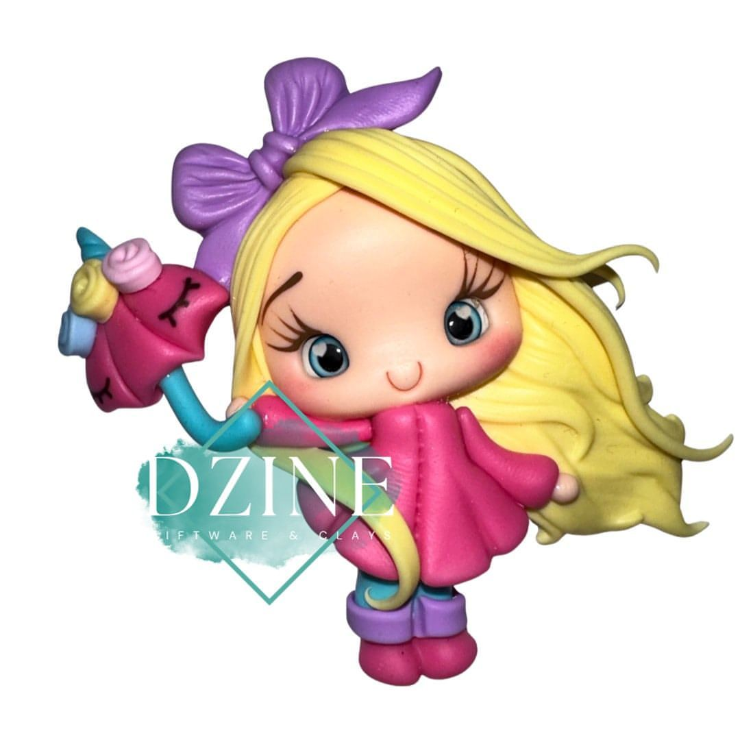 Girl with umbrella blonde hair