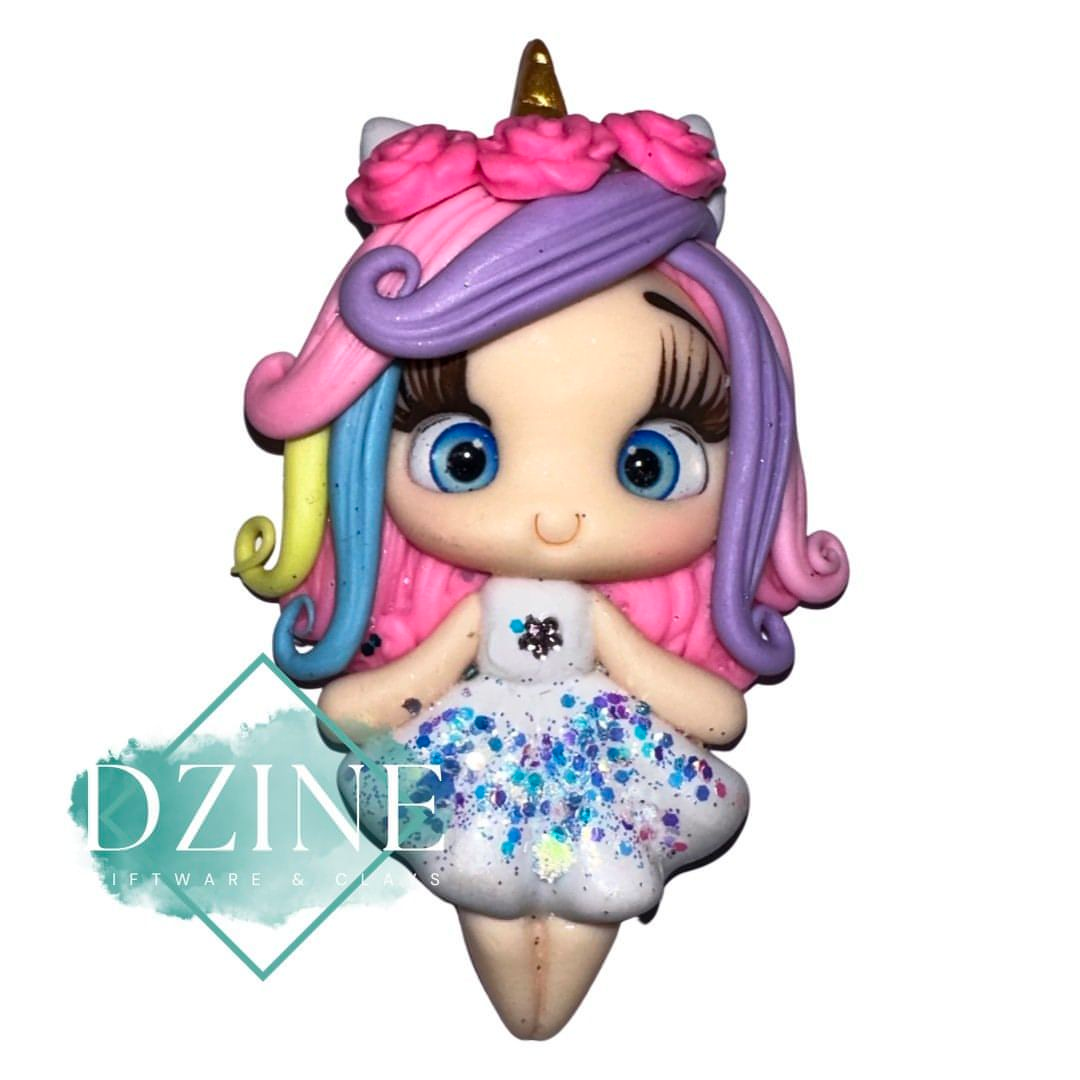 Cute unicorn girl with rainbow hair