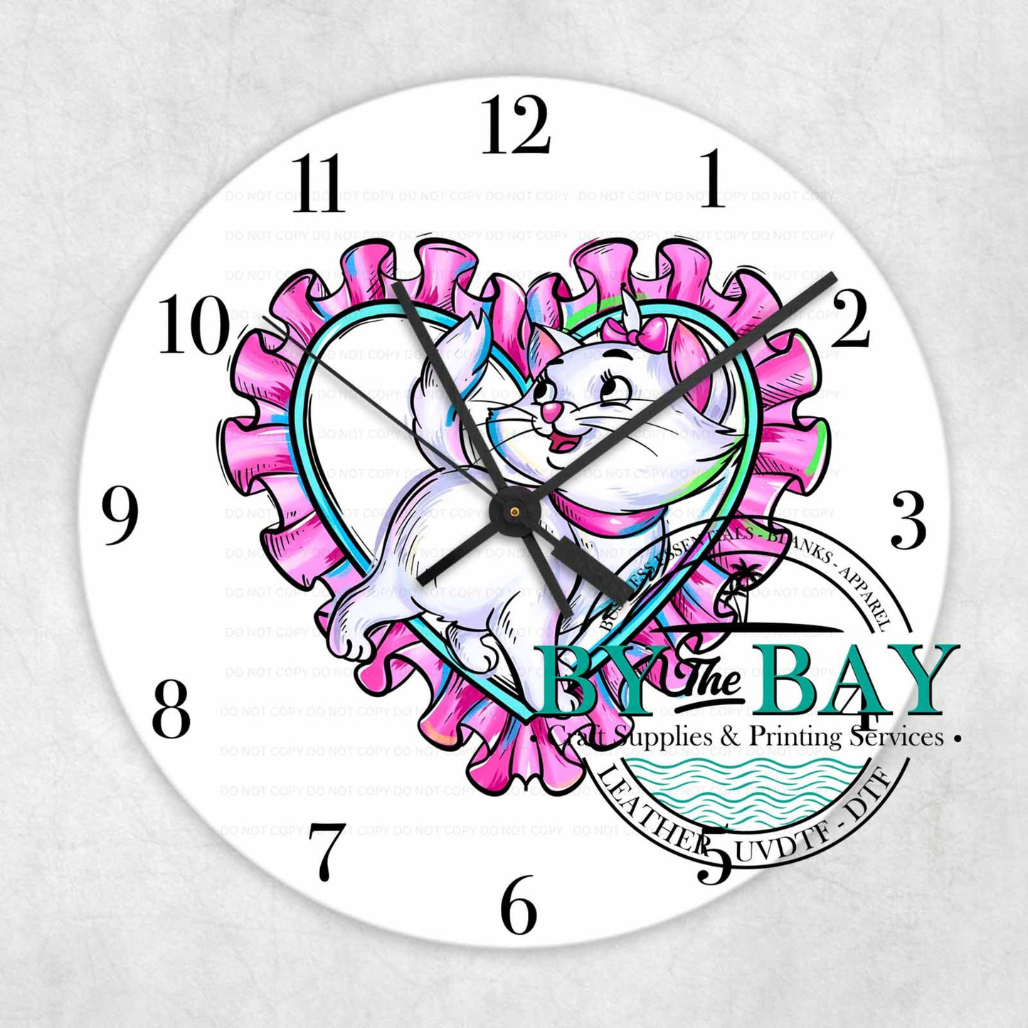 White Cat Pink Bow 2 UVDTF Clock