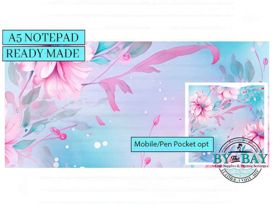 Mystic Pink Florals - Ready made notepad Cover (Notepad & Pocket options available)