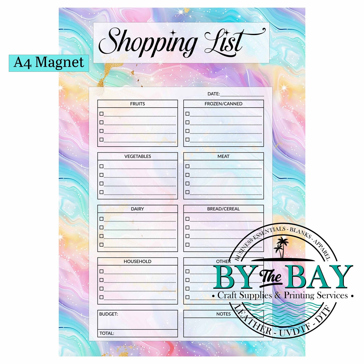Pastel Swirls A4 Shopping List Magnet