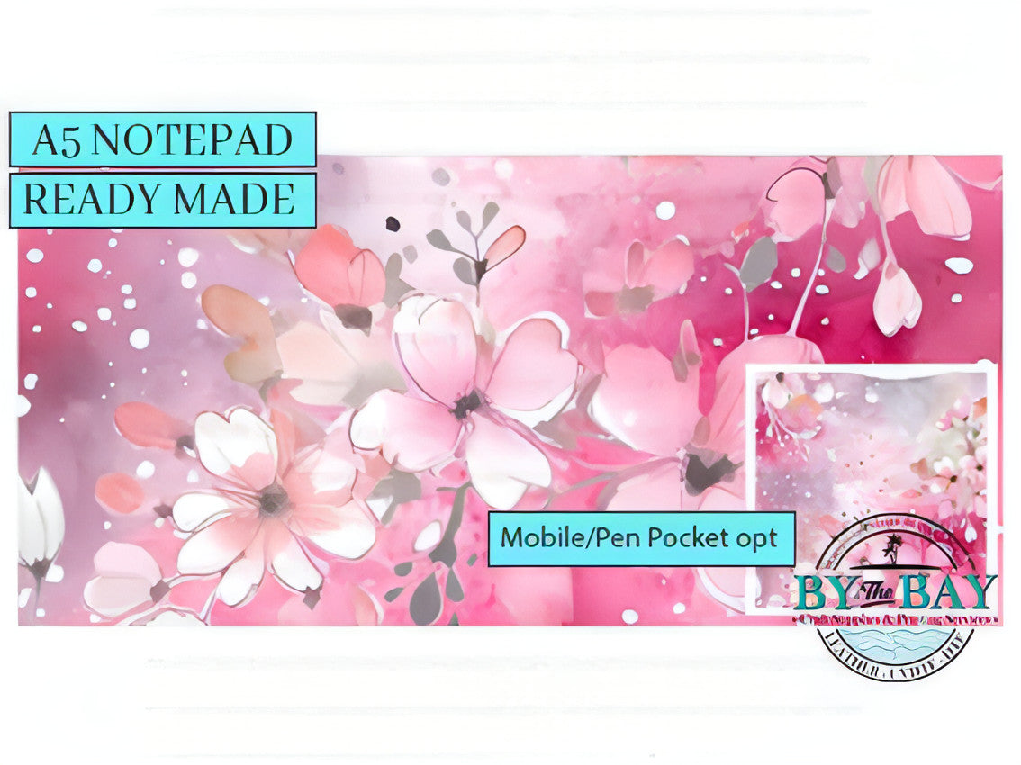 Pink Blush - Ready made notepad Cover  (Notepad & pocket options available)