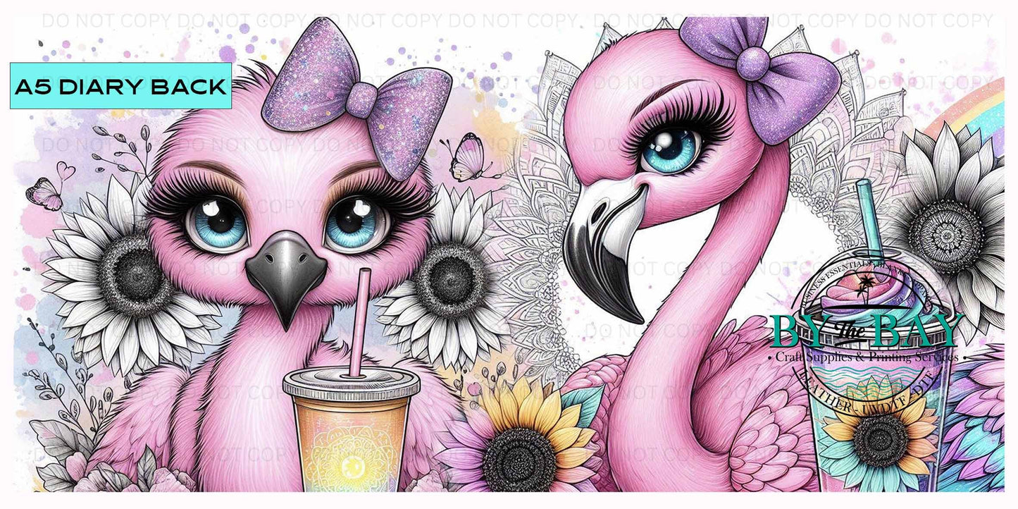 Cute Flamingos A5 Diary Back
