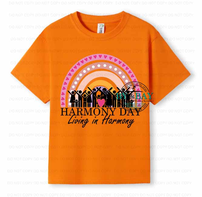 Rainbow Blk Text Harmony Day Kids Tee