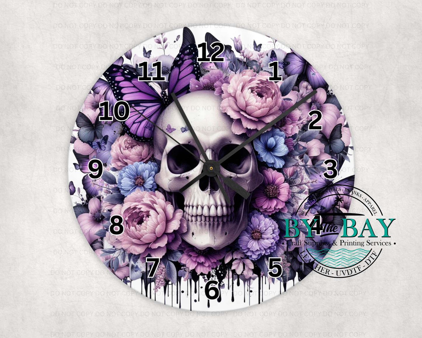 Purple Skull Clock