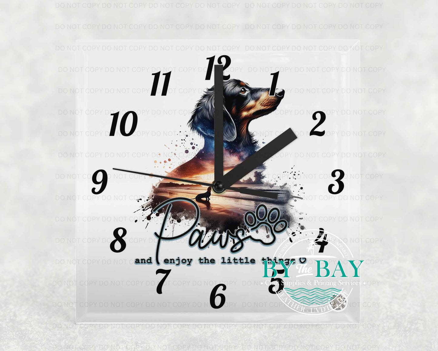 Paws Dachshund Square Clock