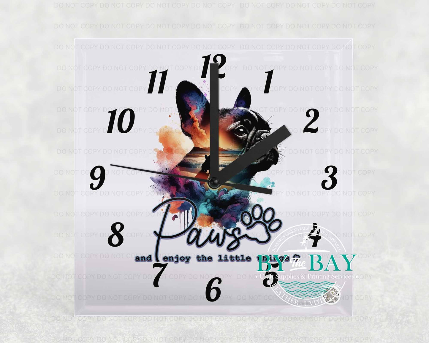 Paws Frenchie Square Clock