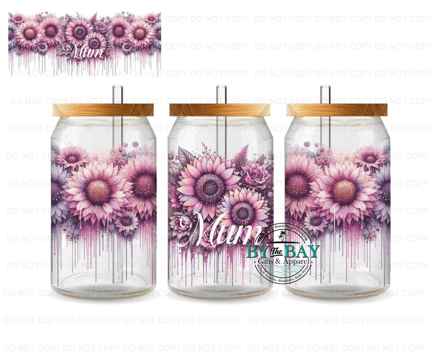 Purple Glitter Sunflower Mum 16oz wrap