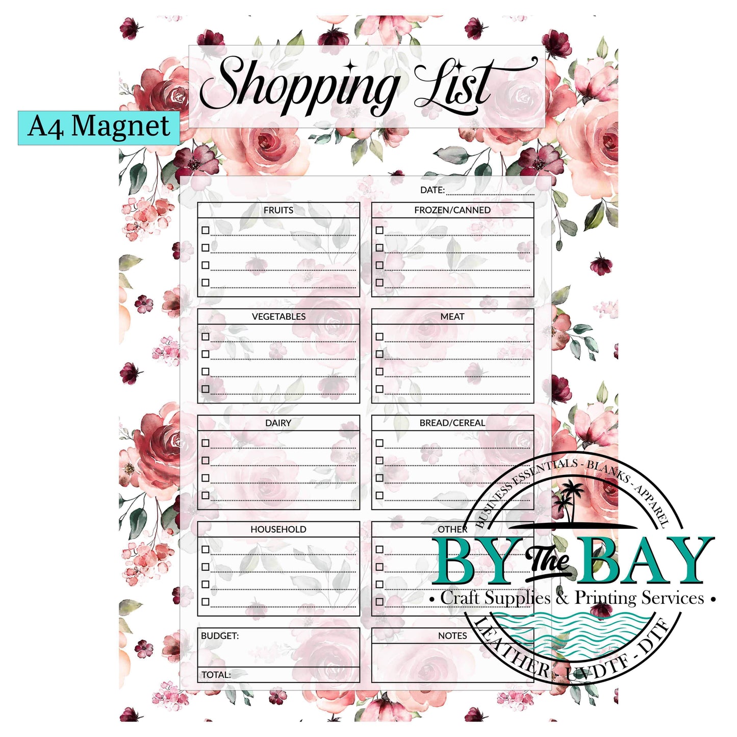 Roses A4 Shopping List Magnet