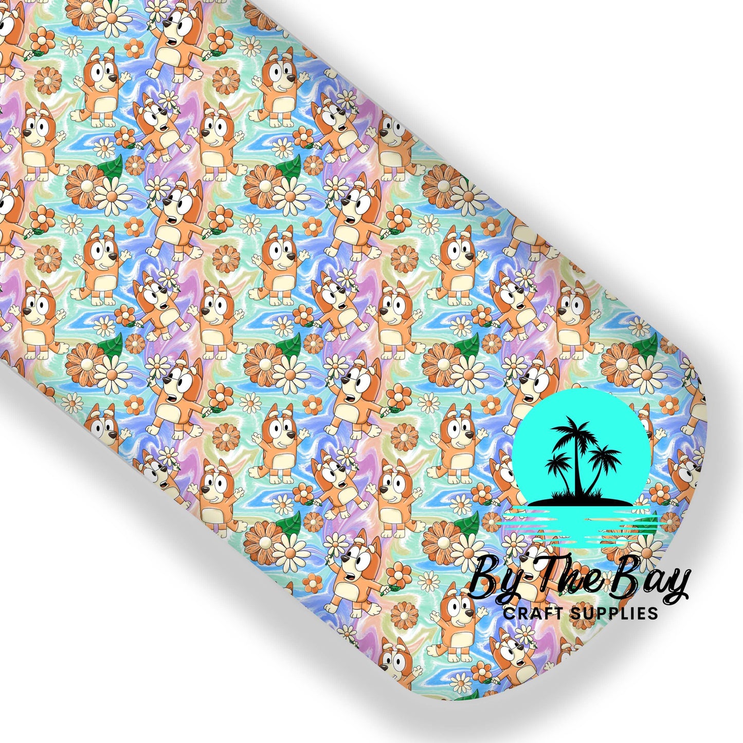 Red Dog Floral Water colour Faux Leatherette