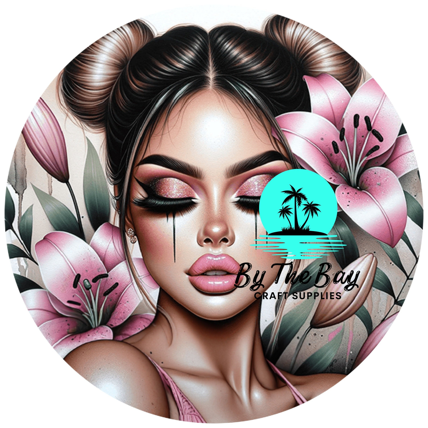 Tropical Girl 1 - Circle Keyring UV Print