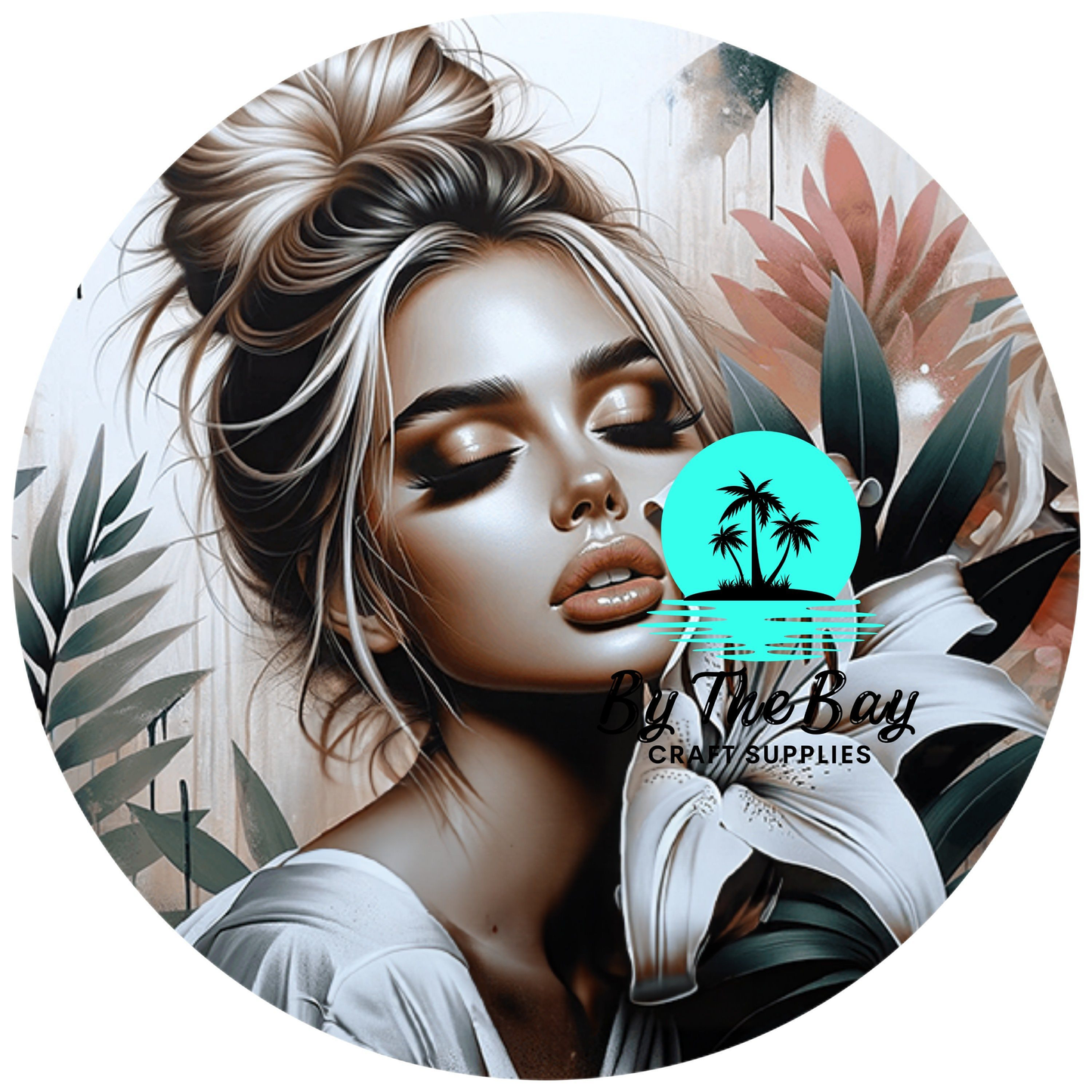 Tropical Girl 3 - Circle Keyring UV Print