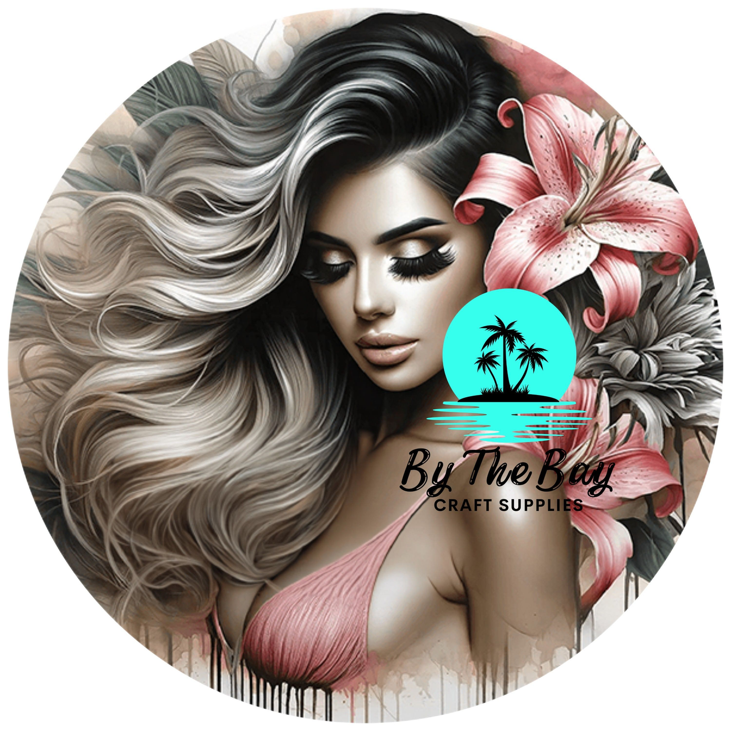 Tropical Girl 5 - Circle Keyring UV Print