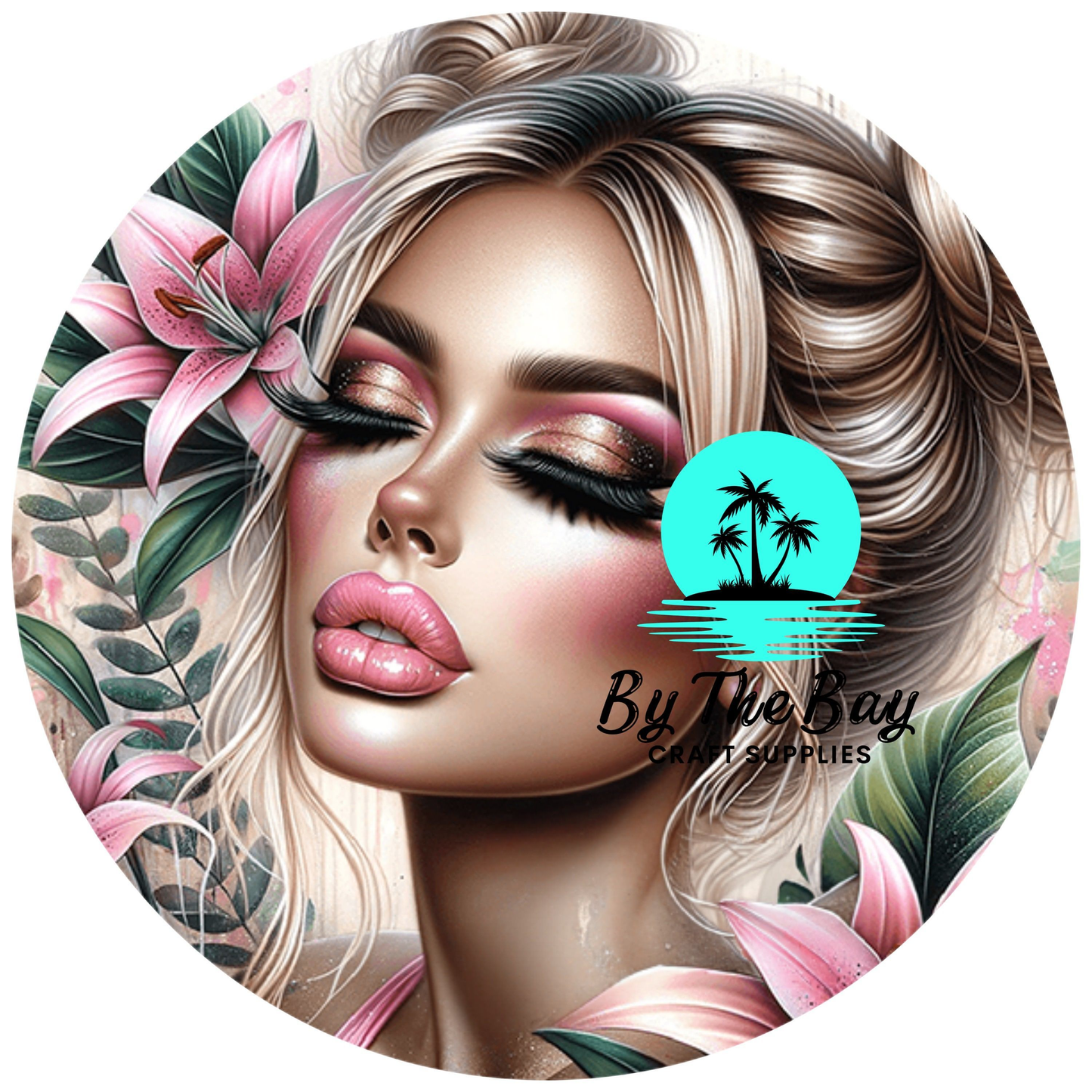 Tropical Girl 6 - Circle Keyring UV Print