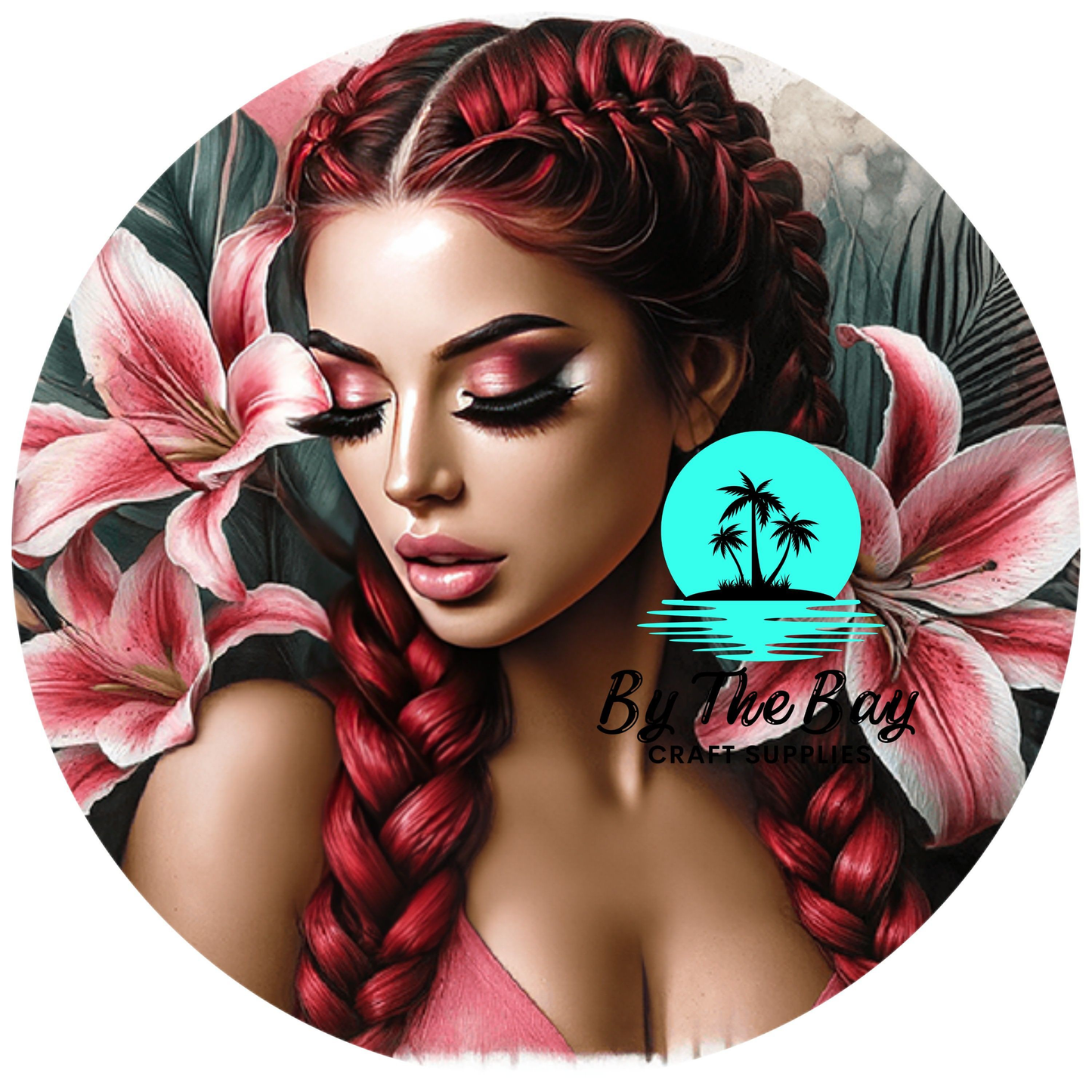 Tropical Girl 7 - Circle Keyring UV Print