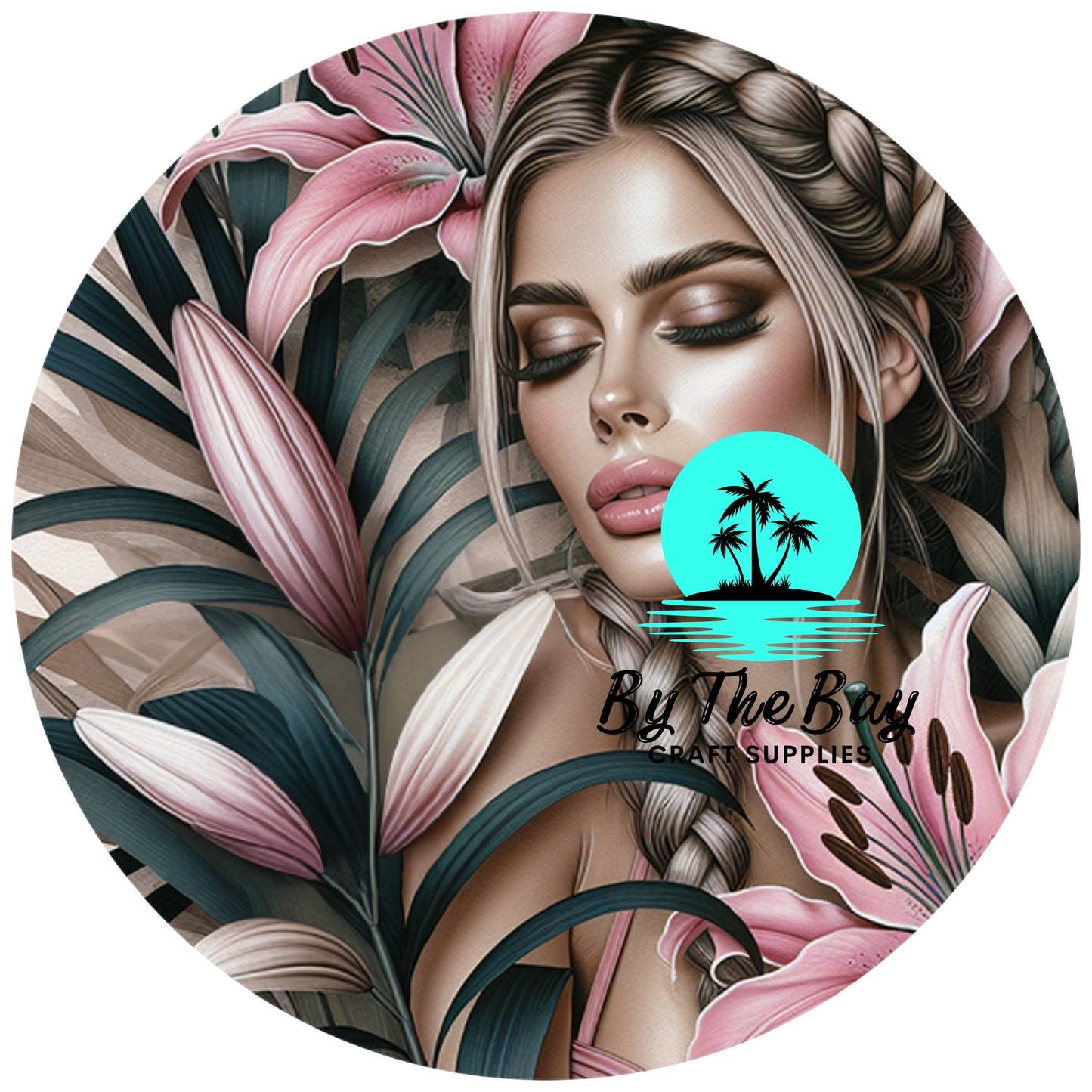 Tropical Girl 8 - Circle Keyring UV Print