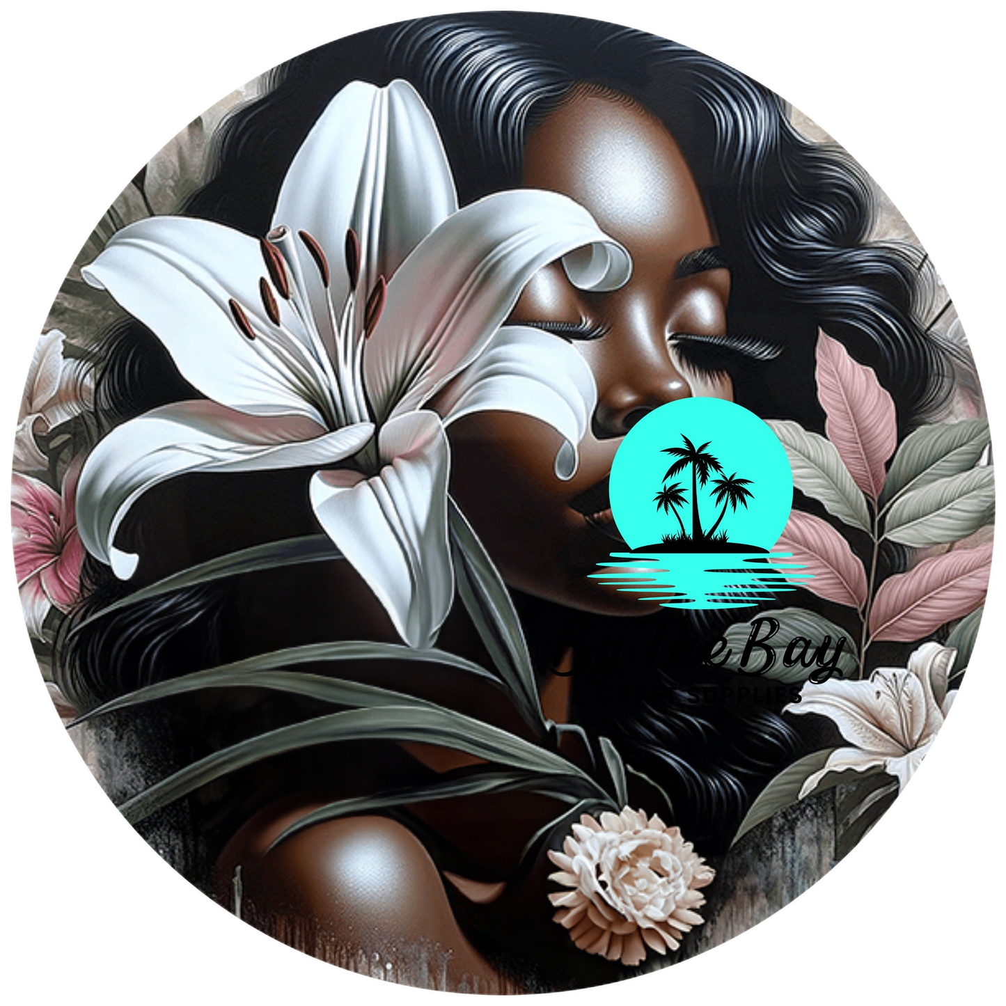 Tropical Girl 9 - Circle Keyring UV Print