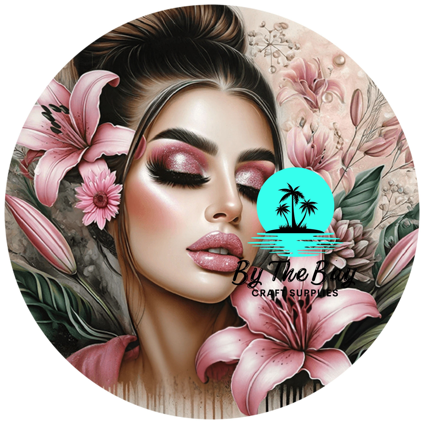 Tropical Girl 10 - Circle Keyring UV Print