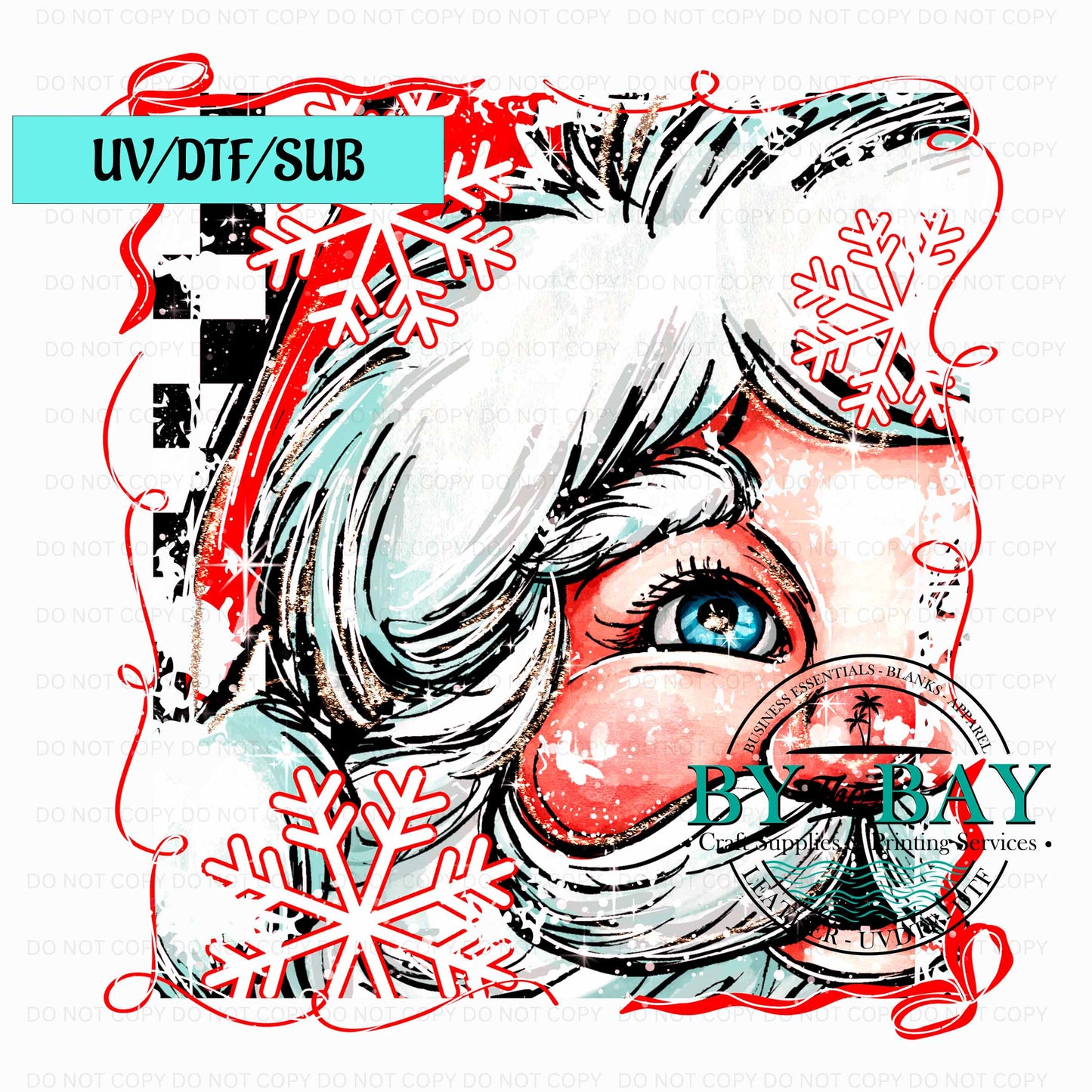 Santa Checkers UV/DTF/SUB Print