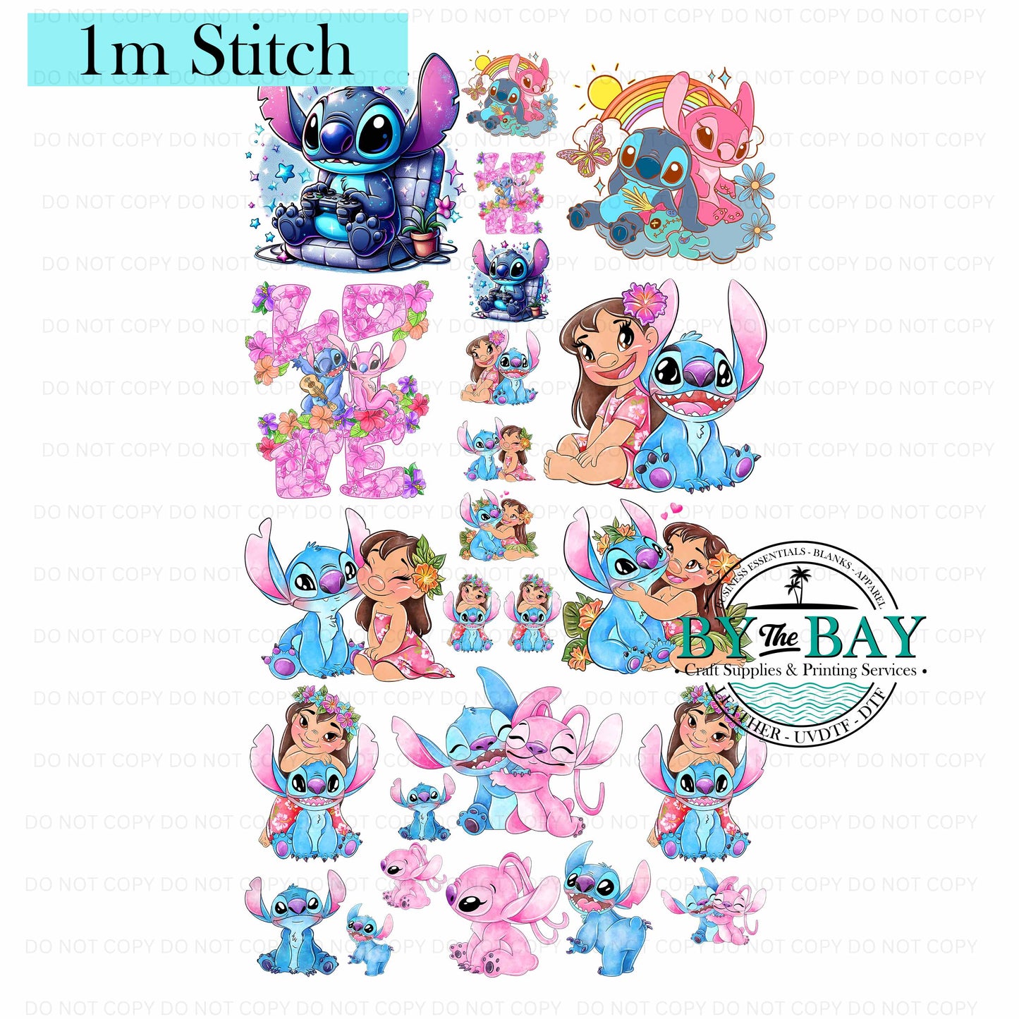 Blue Alien Pre-designed 1m DTF Gang Sheet