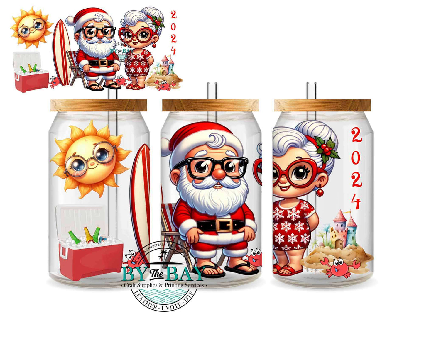 Santa Beach xmas 16oz Wrap