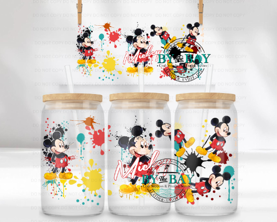 Mr Mouse Splatter 16oz UVDTF Wrap