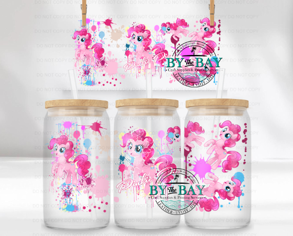 Pink Pony Splatter 16oz UVDTF Wrap