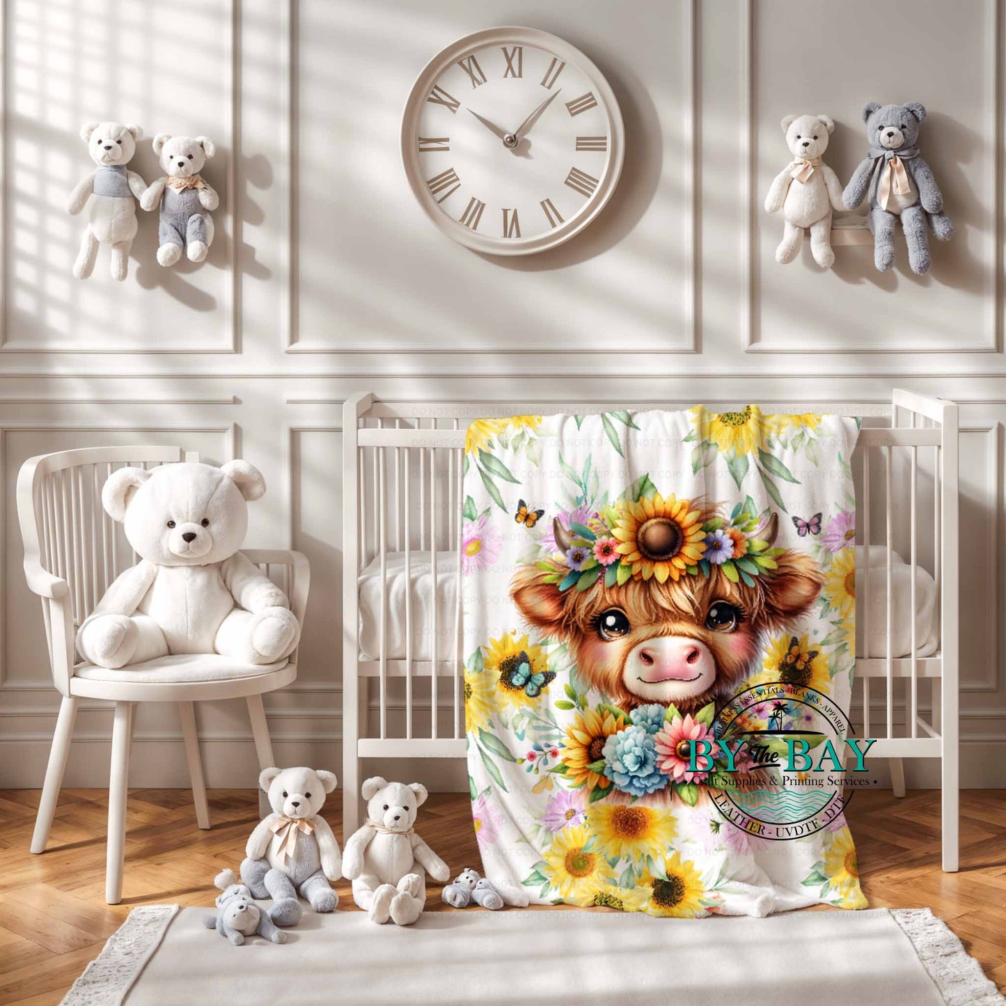 Sunflower Highland Cow Squish Blanket