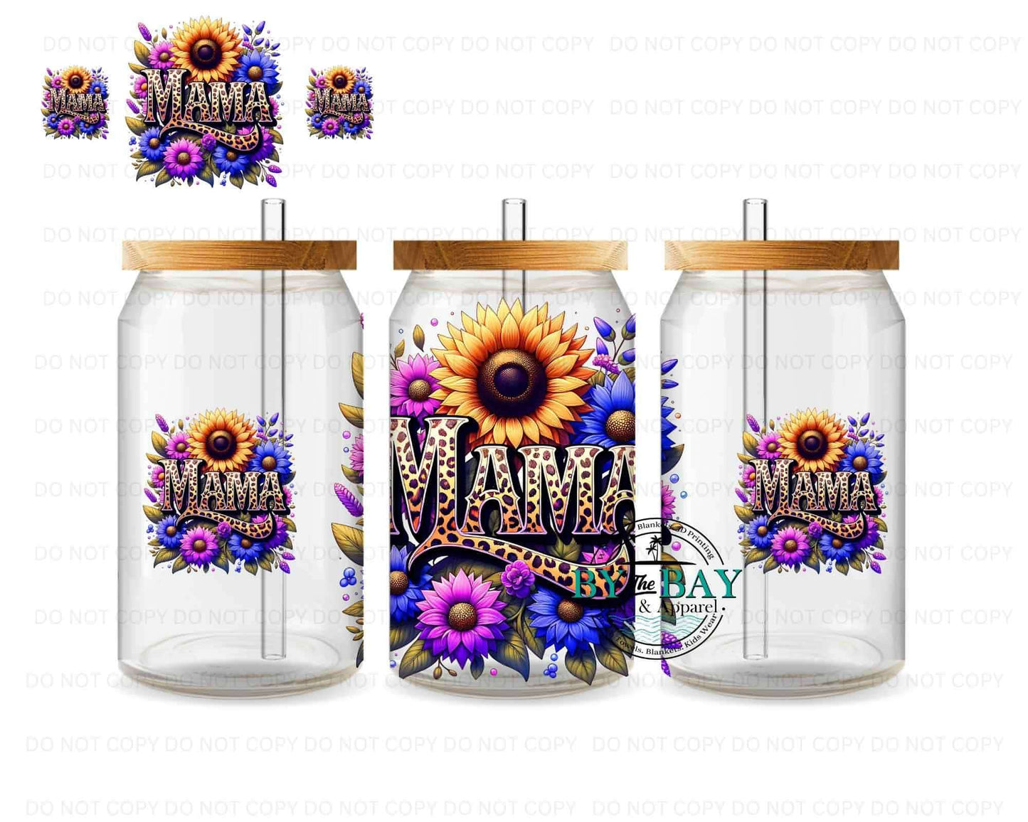 Mama Leopard Sunflowers Print 16oz Wrap