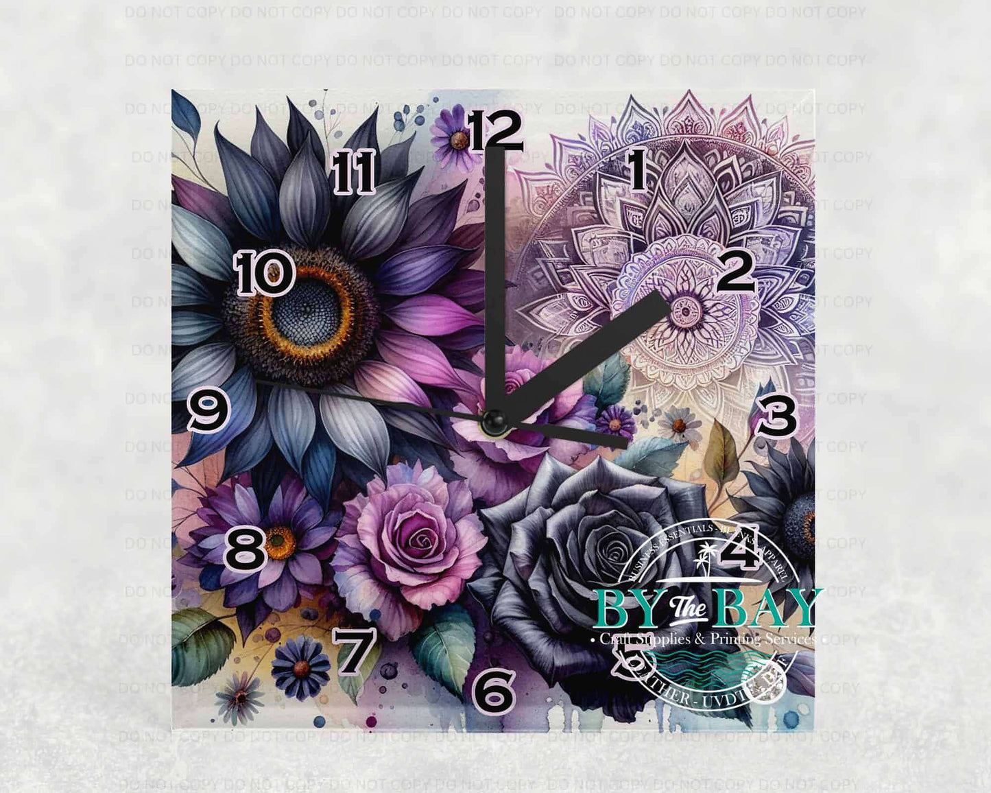 Sunflower Roses Square Clock