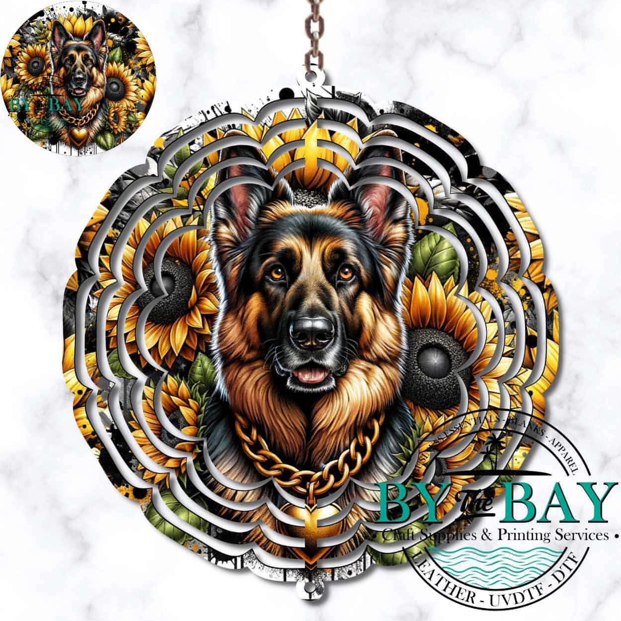 Sunflower German Shepard Wind Spinner Sublimation Print